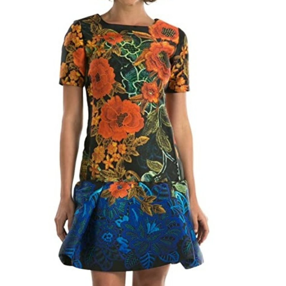 Desigual Women's Blue Rain A-Line Short Sleeve Dress